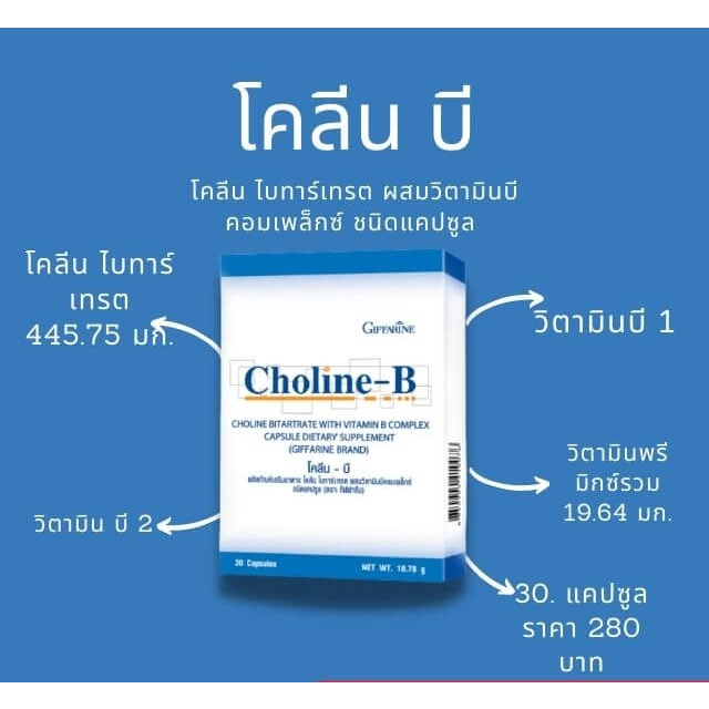 🔥ลดแรง🔥 CHOLINE B GIFFARINE โคลีน บี กิฟฟารีน | วิตามิน อาหารเสริม ...