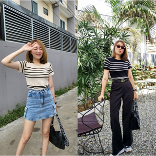 ACDavika Knit Top เสื้อแขนสั้นไหมทอแน่น ทอลายตัดสุดฮอตมาแรงในปีนี้