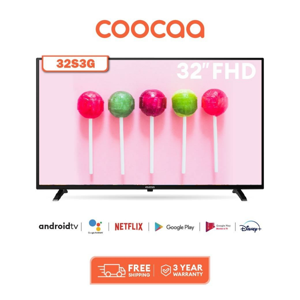 รูปภาพสินค้าแรกของCOOCAA 32S3G ทีวี 32 นิ้ว Inch Android TV LED HD รุ่น 32S3G โทรทัศน์ Android9.0