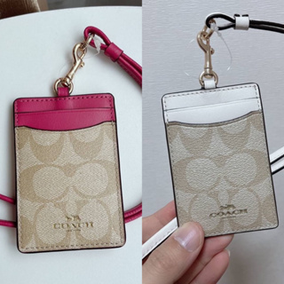 🎀 สายคล้องบัตร สีขาว สีเบจ ลายซี  CA824 63274 F63274 SIGNATURE LANYARD ID CASE