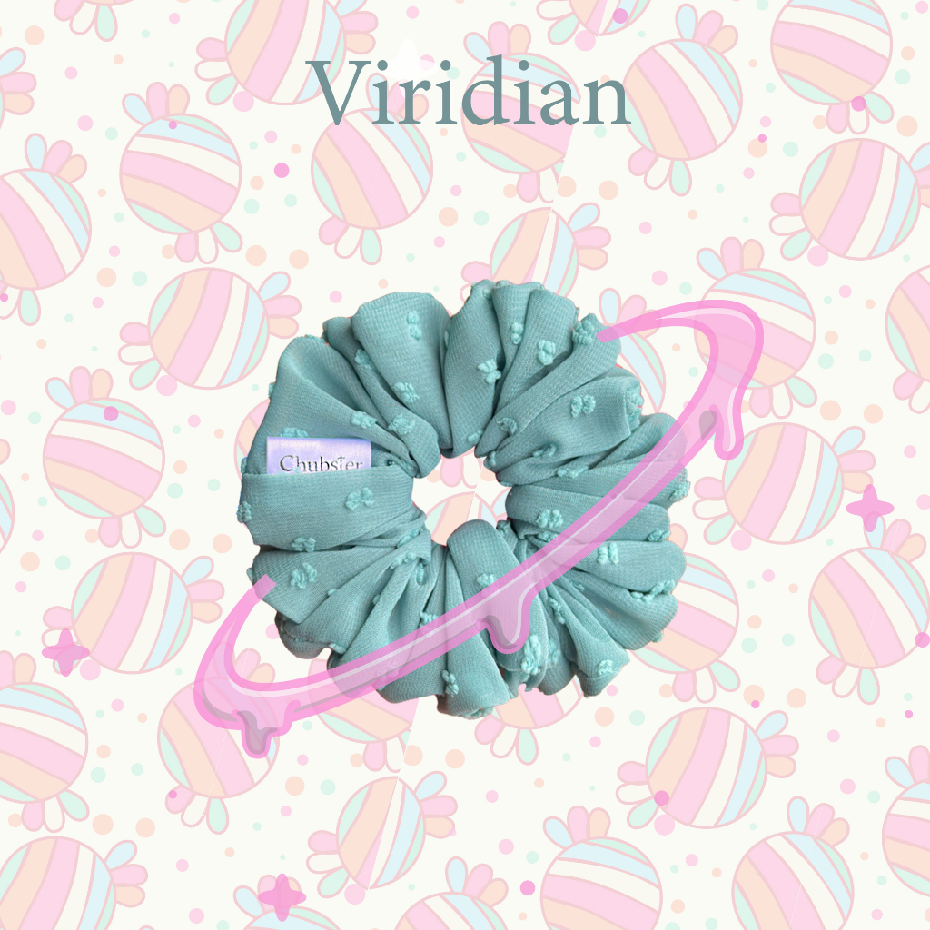 viridian-12cm-ยางรัดผมผ้าชีฟองจุด-รุ่น-candy-scrunchies-ยางมัดผม-ยางรัดผมโดนัท