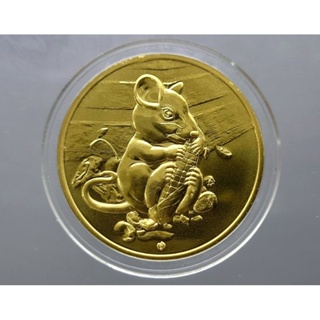 เหรียญปฏิทิน ประจำปีนักษัตร ปีชวด ( ปีหนู) เนื้อทองแดงชุบกาหลั่ยทอง พศ.2563 ผลิตจัดสร้าง โดย กรมธนารักษ์ #ของสะสม
