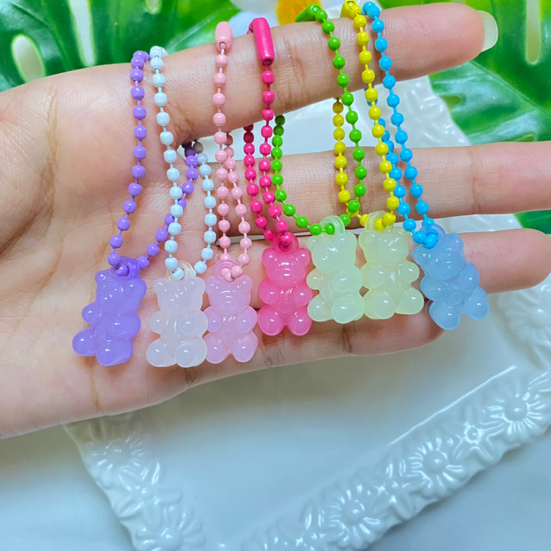 พร้อมส่ง-ไม่มีขั้นต่ำ-พวงกุญแจหมีเจลลี่แบร์-โซ่ไข่ปลา