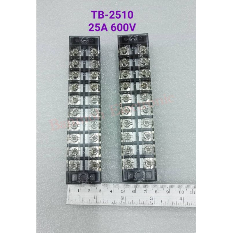 แพ็ค1ตัว-เทอร์มินอล-tb-2510-25a600v-terminal-10ช่องใช้สำหรับต่อสายไฟหรือจุดต่อสายไฟ