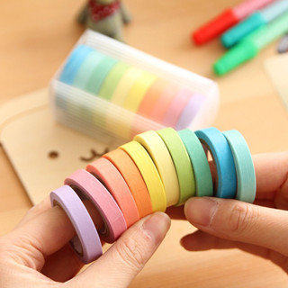 วาชิเทป ยาว 5 ม. เทปตกแต่ง วาชิเทป โทนลูกอม 10 สี ไม่ซ้ำ พร้อมกล่อง Washi Tape Candy DIY เทปกระดาษ