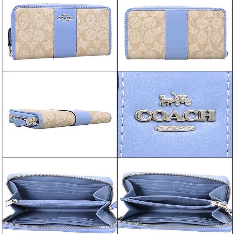 กระเป๋าสตางค์-coach-accordion-wallet-nwt-light-blue-khaki