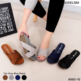 สินค้า #960-16 #รองเท้าแตะลำลอง ส้นเตารีด คาดหน้าผ้ากำมะหยี่ น้ำหนักเบา สวมใส่ง่ายเดินสบาย สวยมากบอกเลย