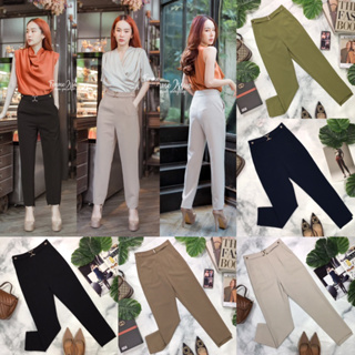 ♥️ M7 #2390 S-XL Pant กางเกงขาเดฟ แต่งอะไหล่ สีดำ สีครีม สีนู้ด สีกรม สีมังคุด สีเขียว กางเกงทำงาน กางเกงออกงาน Femme