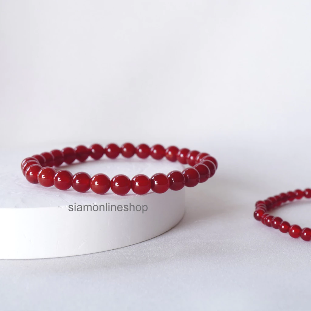 CARNELIAN หินคาร์เนเลียน เลือกขนาดเม็ดหินได้ (4, 6 มม.) หินแห่งความอวยพร สร้อยข้อมือหินแท้ https://wayoza.com