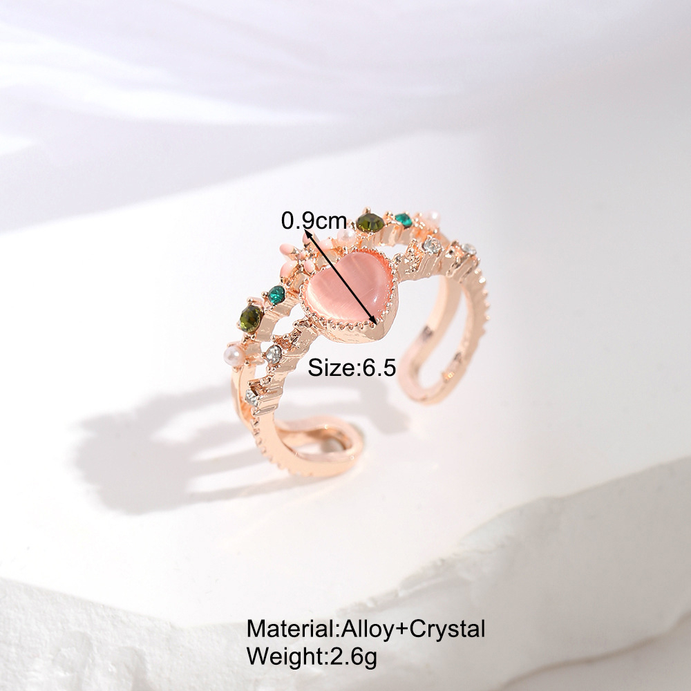 ri005-แหวนเจ้าหญิง-แต่งพลอยชมพู-สีพีช-น่ารักม๊ากกกดาวล้านดวง-ahrime-bkk