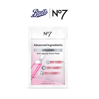 No7 Advanced Ingredients Collagen Anti-Ageing Sheet Mask Size 27ML นัมเบอร์เซเว่น แอดวานซ์ อินกรีเดียนส์ คอลลาเจน แอนตี้-เอจจิ้ง ชีท มาส์ก ขนาด 27มล.