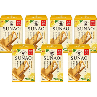 Ezaki Glico SUNAO Cream Sandwich Lemon &amp; Vanilla 6 pieces x 7 boxes 4.5g sugar per piece Direct from Japan