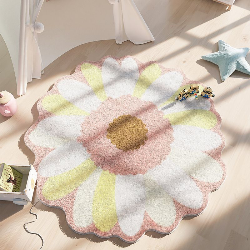 Flower floor mat พรมสไตล์มินิมอล ลายดอกไม้ชมพู 60x60cm | Shopee Thailand