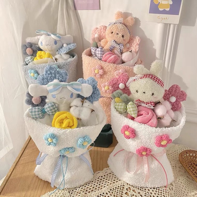 พรีออเดอร์-ช่อดอกไม้ตุ๊กตา-ราคาถูก-ดอกไม้วาเลนไทน์-sanrio-จากต่างประเทศ