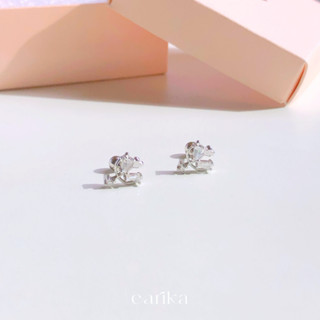 earika.earrings - crystal heart arrow piercing จิวหูเงินแท้จี้ธนูหัวใจเพชร (ราคาต่อชิ้น) เหมาะสำหรับคนแพ้ง่าย