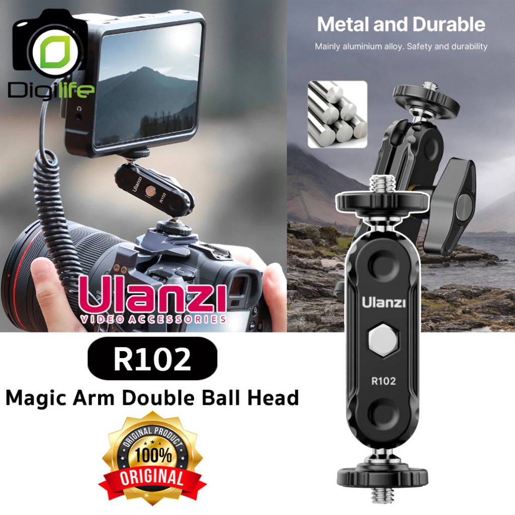 ulanzi-r102-magic-arm-double-head-clamp-with-1-4-screw-เมจิกอาร์ม-9ซม-3-54-นิ้ว-พร้อมหัวบอล-digilife-thailand