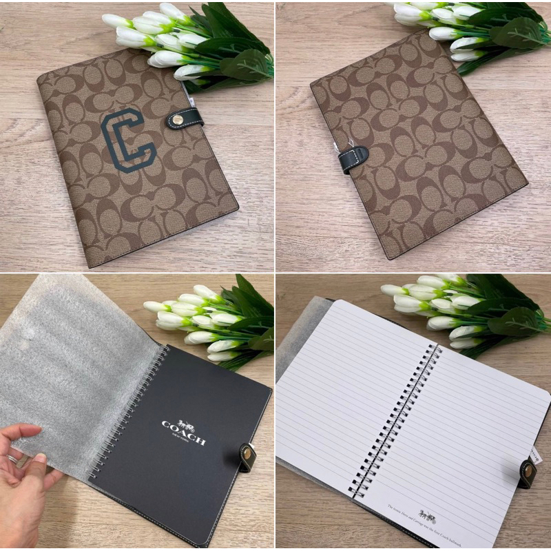 สด-ผ่อน-สมุด-coach-cc055-notebook-in-signature-canvas-with-varsity-motif