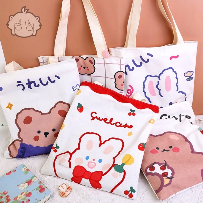 bag-1-bag1831-กระเป๋าผ้าการ์ตูน-น่ารักผ้าแคนวาส-สไตล์เกาหลี