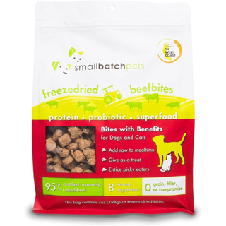 อาหารเสริมรสชาติสุนัขและแมว Smallbatch Pets Freeze Dried Beef Bites for Dogs &amp; Cats ขนาด 198 g