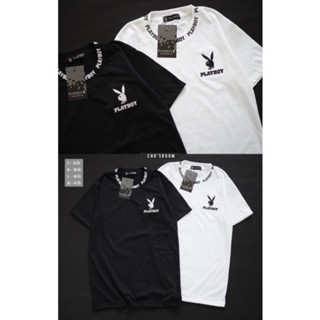 พร้อมส่ง⭐️เสื้อยืด งานปัก Playboy งานปักหน้าและคอ ผ้าคอตตอน💯 ราคาถูก