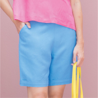 C&amp;D Linen Pants กางเกงขาสั้น สีฟ้า เนื้อผ้าลินินเรยอน (CT5IBU)
