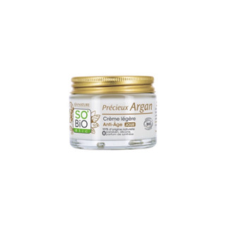 SoBio Precious Argan Light Anti-Aging Day Cream 50 ml.ครีมอาร์แกนออแกนิค นำเข้าจากฝรั่งเศส สูตรไลท์ เนื้อครีมบางเบา