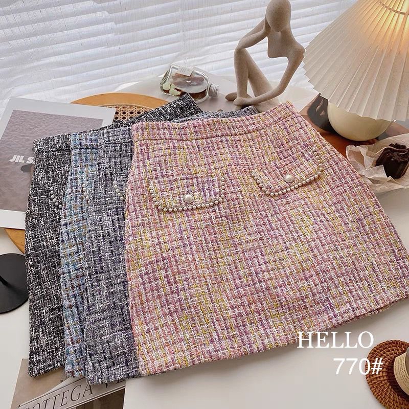 tweed-skirt-กระโปรงผ้าทวิสซับในกางเกง