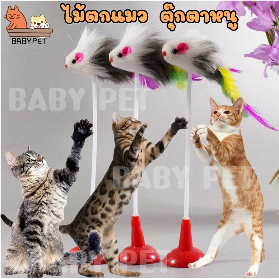 v027-baby-pet-ไม้ตกแมว-ของเล่นแมว-ตุ๊กตาหนู-สปริง-ของเล่นสัตว์เลี้ยงสปริงหนู-มีตัวดูด-มีราคาส่ง