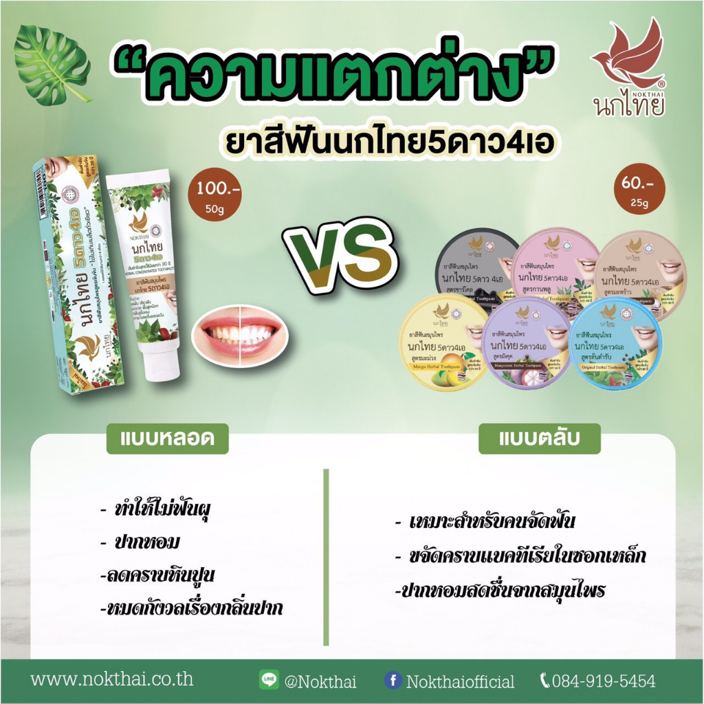 ยาสีฟัน-นกไทย-5ดาว-4เอ-แบบตลับ-nokthai-5star-4a-25-g-กำจัดคราบเหลือง-ดูแลช่องปาก-ลดกลิ่นปาก-ยาสีฟันสมุนไพรธรรมชาติ
