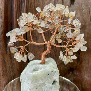 ต้นไม้บอนไซ ลวดดัด หินนำโชค หินมงคล ไหมทอง หินเรียกทรัพย์ Gold rutile quartz gemstone wire tree