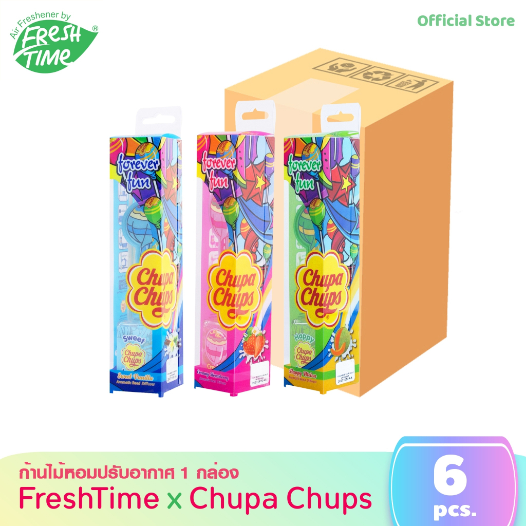 แพ็ค-6-ชิ้น-chupa-chups-x-freshtime-น้ำหอมก้านไม้-น้ำหอมปรับอากาศ-อโรม่า-มี-3-กลิ่นให้เลือก