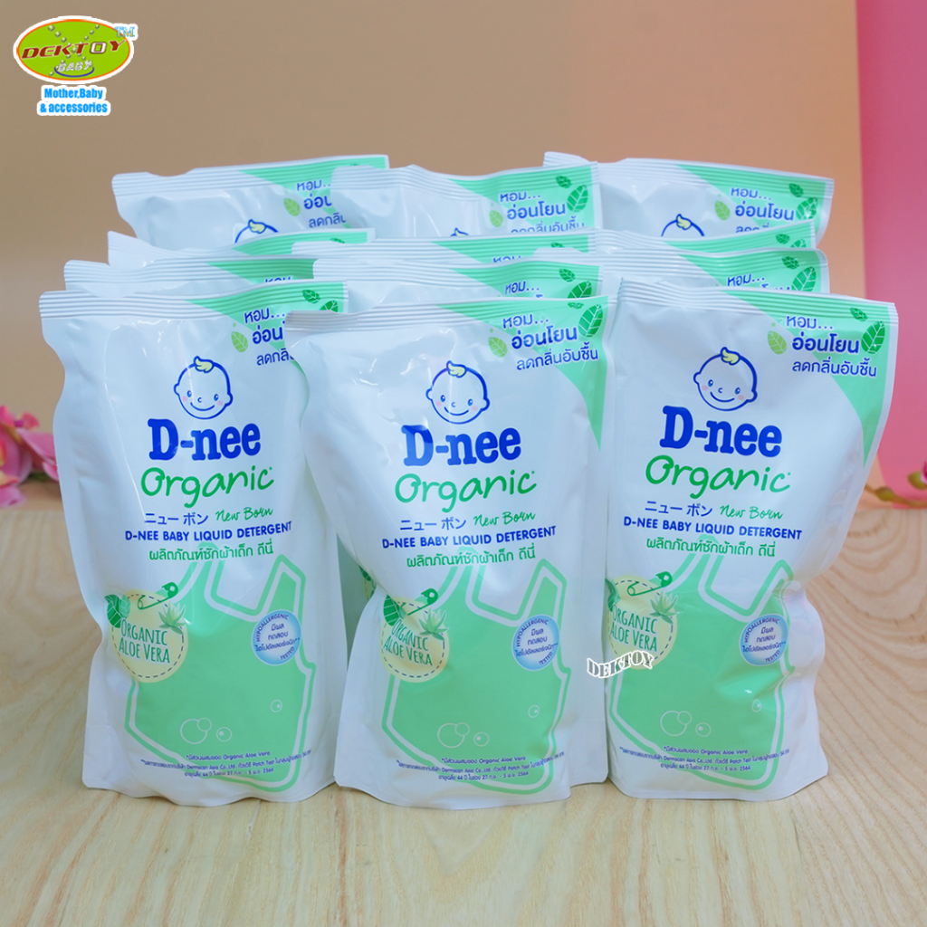 6-ถุง-d-nee-น้ำยาซักผ้าเด็กดีนี่-organic-aloe-vera-สีเขียว-600-มล