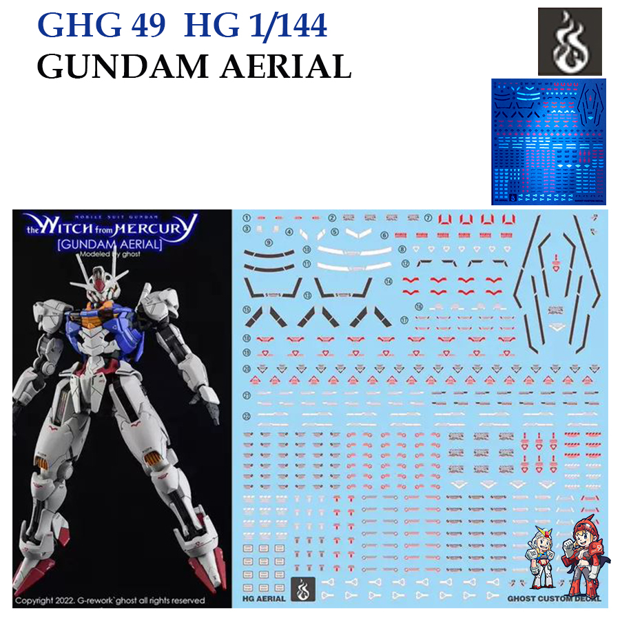 ดีคอลน้ำ [GHOST] HG 49 s GUNDAM AERIAL HG 1/144 (HIQ Water Decal ...