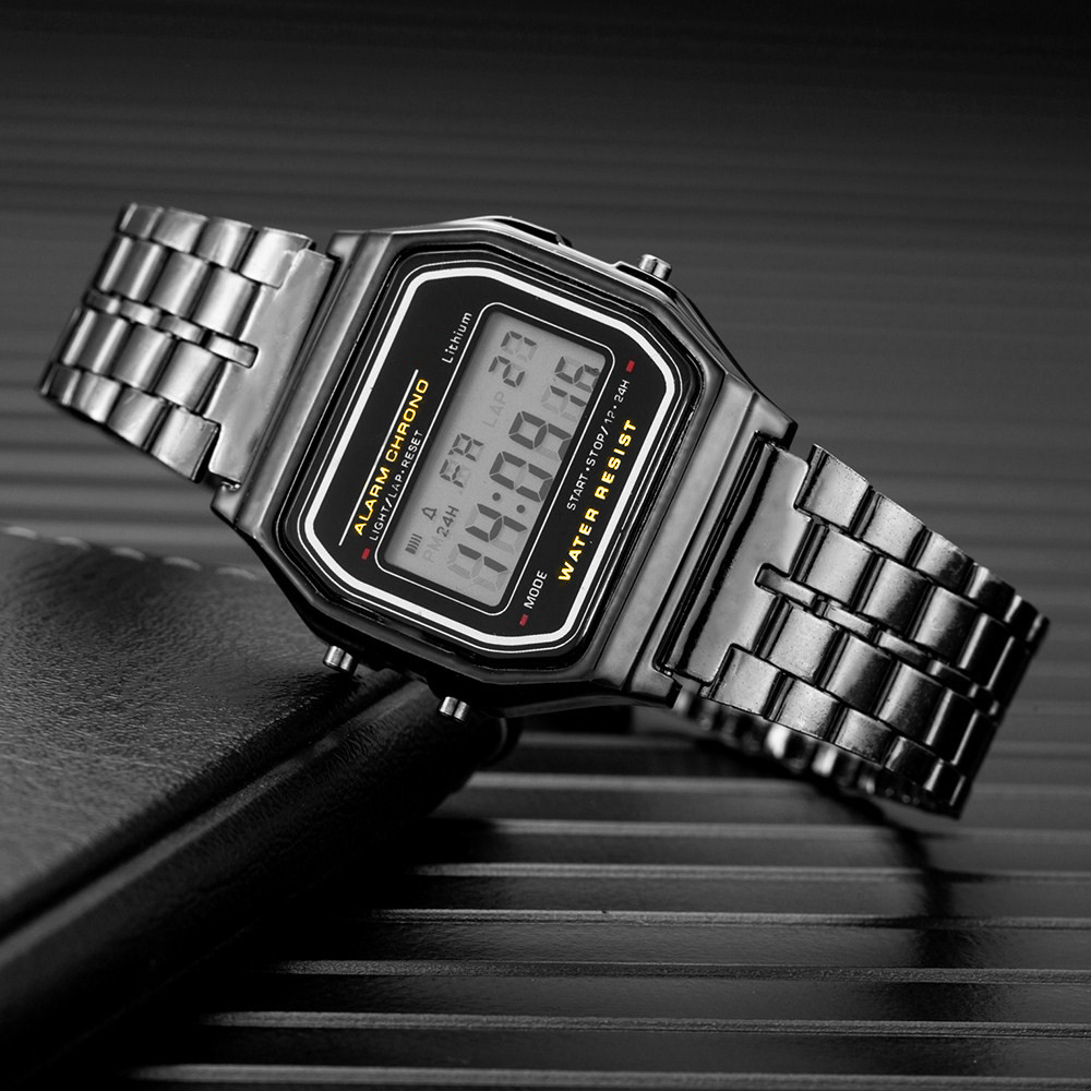 ภาพสินค้าAMELIA AW059 นาฬิกาข้อมือผู้หญิง นาฬิกา A159W วินเทจ นาฬิกาผู้ชาย นาฬิกาข้อมือ นาฬิกาดิจิตอล Watch สายสแตนเลส พร้อมส่ง จากร้าน amelia_sp บน Shopee ภาพที่ 8