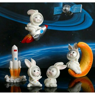 🐰🚀(พร้อมส่งในไทย)🚀🐰 ตุ๊กตาเรซิ่นชุดกระต่ายนักสำรวจ ตัวจิ๋ว