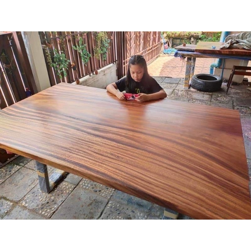 โต๊ะไม้แผ่นเดียวพร้อมขาเหล็กขนาด100x200x75