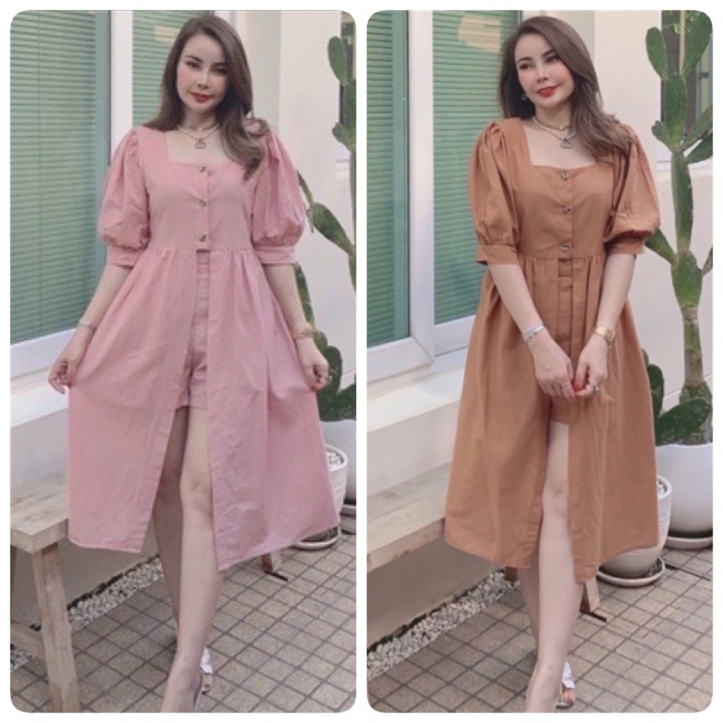 new-ชุดเซต2ชิ้น-ลุคไฮโซ-เสื้อยาวแขนตุ๊กตา-กางเกง-ใส่สวยมาก-มี3สี