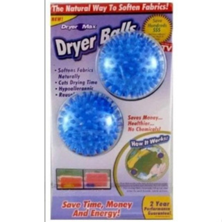 Dryer Balls ลูกบอลซักผ้าถนอมผ้ามหัศจรรย์ด้วยนวัฒกรรมไหม่เพือแยกผ้าทำให้ผ้าไม่พันกันได้ทั้งฝาบนและฝาล่าง1แพคมี2ลูก