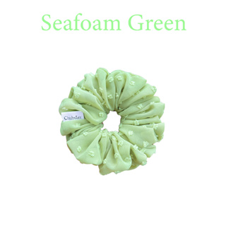 Seafoam Green 12cm. ยางรัดผมผ้าชีฟองจุด รุ่น Candy Scrunchies ยางมัดผม ยางรัดผมโดนัท