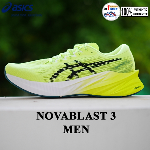 [ NEW] MEN ช Asics รุ่น Novablast 3 1011B458-750 Safety yellow/ black ...
