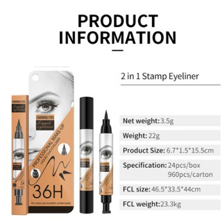 No.8686 YANQINA 36H EYELINER Charming Eyes2 in 1 อายไลเนอร์ปั๊มหางตา ชนิดน้ำ กันน้ำ หัวใหญ่