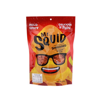 ปลาหมึกหั่นฝอย Mr.Squid ปรุงรสเผ็ดเล็กน้อย ขนาด 240 g