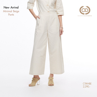 C&amp;D กางเกงขาวยาว กาง﻿เ﻿กงผู้หญิง Cotton Pants ทรง Basic Pants ขายาว เนื้อผ้าคอตตอน สีเบจ ปักลายMinimal (C9XHBE)