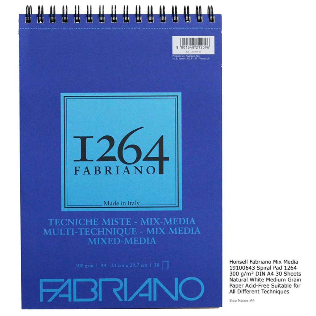 fabriano-สมุด-สมุดสีน้ำริมลวด-cotton25-300g-a4-30-แผ่น-จำนวน-1-เล่ม