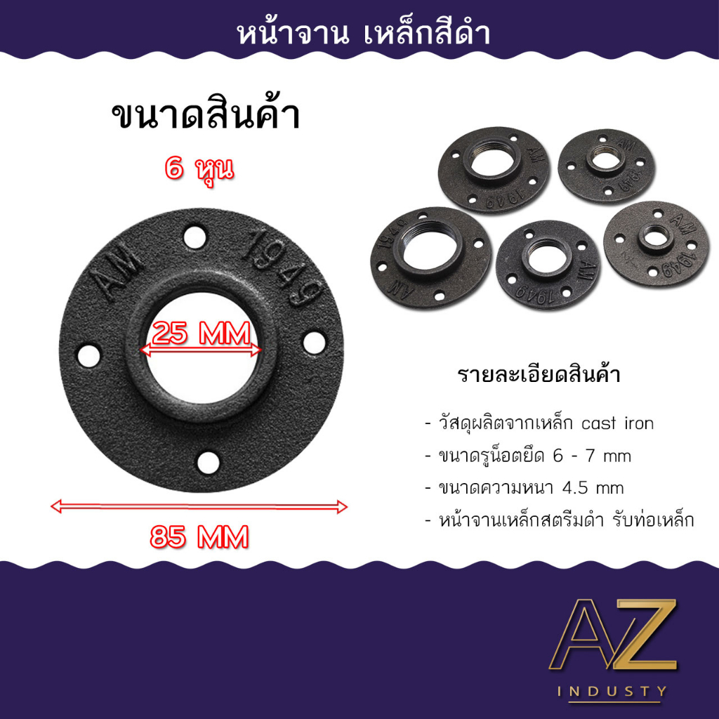 หน้าแปลนเหล็ก-หน้าจานเหล็ก-เหล็กสตรีมดำ-ทำชั้นวางของ-งาน-ลอฟท์-diy-พร้อมส่ง