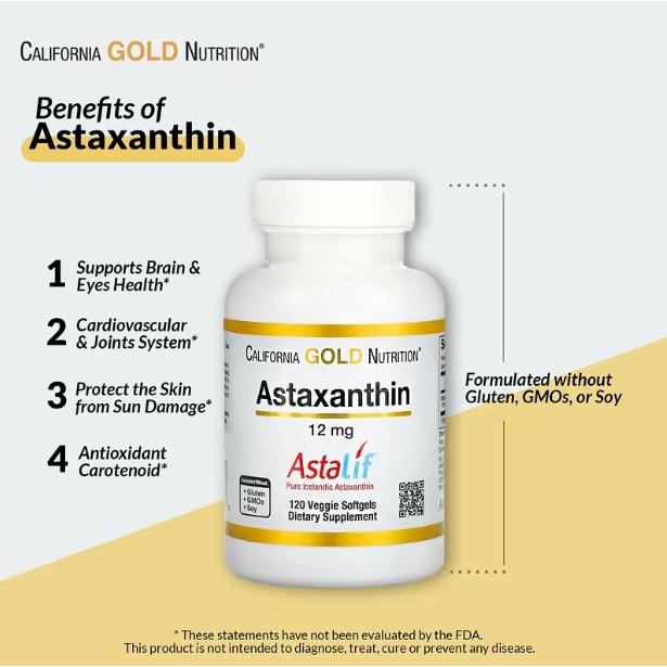 ภาพหน้าปกสินค้า(พร้อมส่ง ) Astaxanthin, California Gold Nutrition, Astaxanthin, 12 mg แอสต้าแซนทิน ต้านความแก่ ลดไขมัน จากร้าน vitamin.society บน Shopee