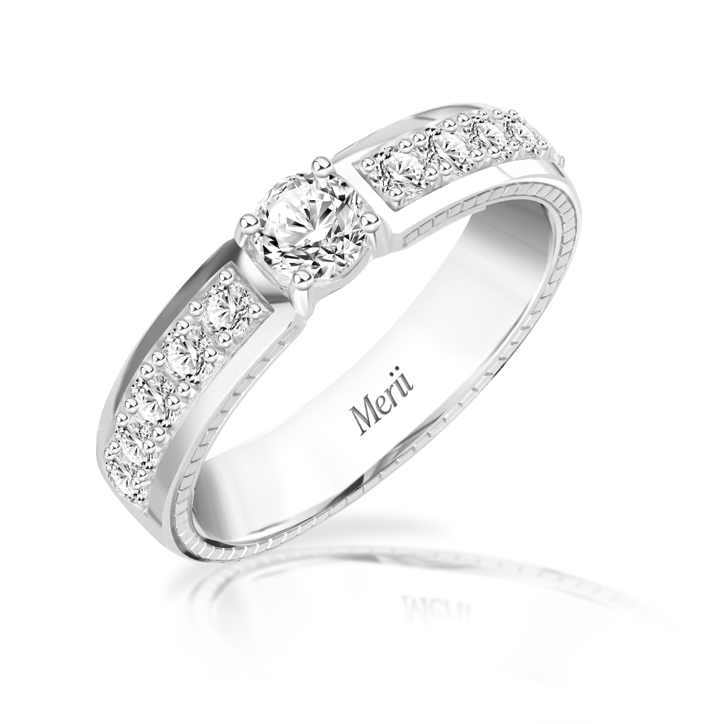 Merii แหวนเงินประดับ CZ ขนาด 4 มม. ดีไซน์แหวนแถว Couple Rings 221R0539 ...