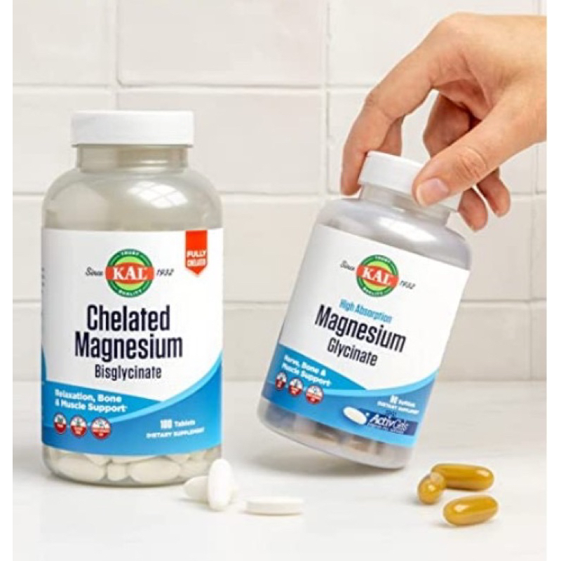 KAL, High Absorption Magnesium Glycinate 350,VegCaps, Softgels Shopee