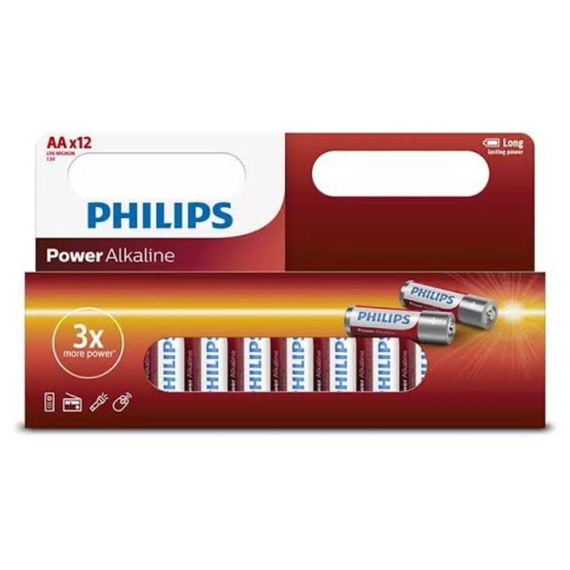 ได้รับ-12-ก้อน-ถ่าน-aa-philips-alkaline-1-5v