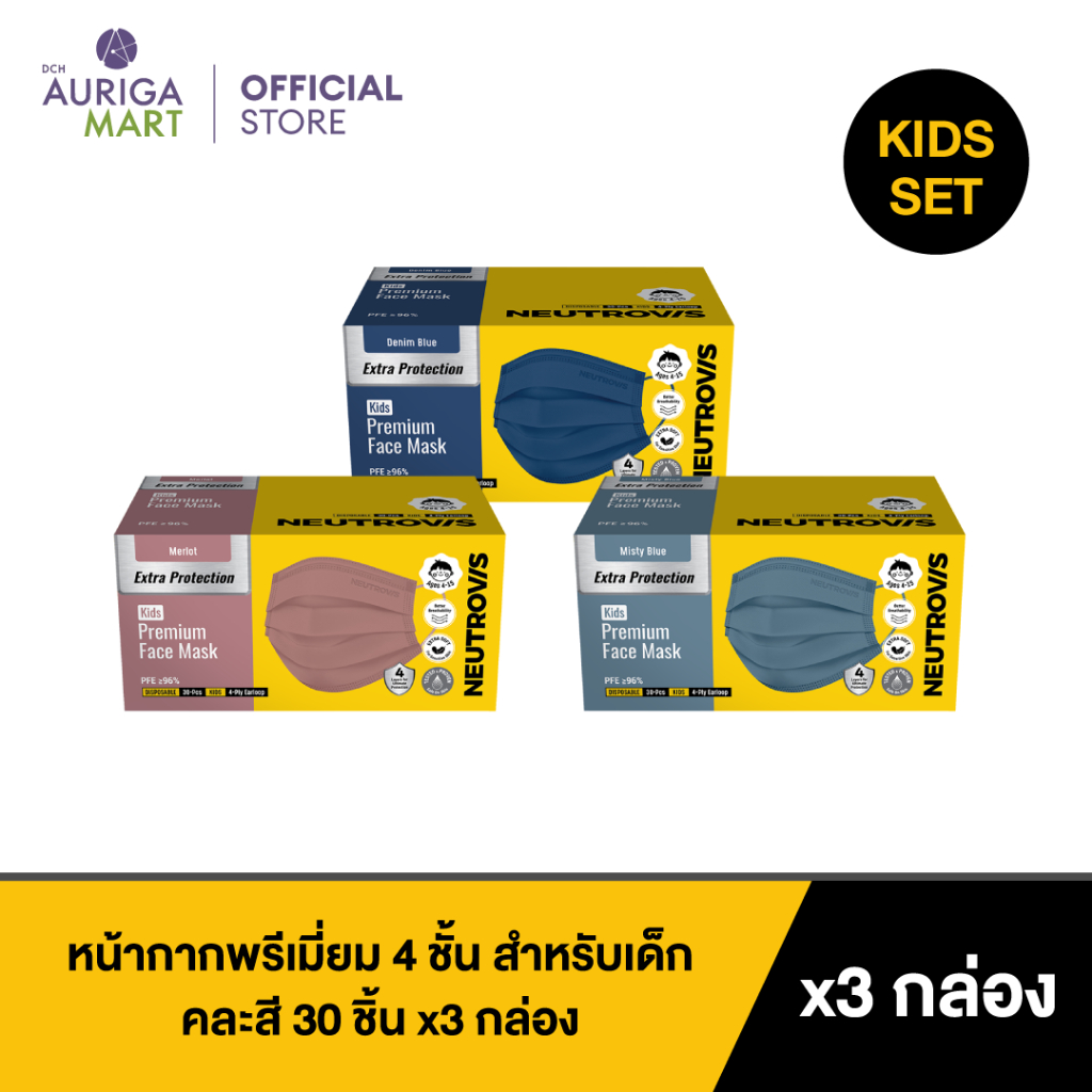 neutrovis-premium-4-ply-earloop-face-mask-for-kids-set-นิวโทรวิส-หน้ากากพรีเมี่ยม-4-ชั้น-สำหรับเด็ก-30-ชิ้น-x3-กล่อง